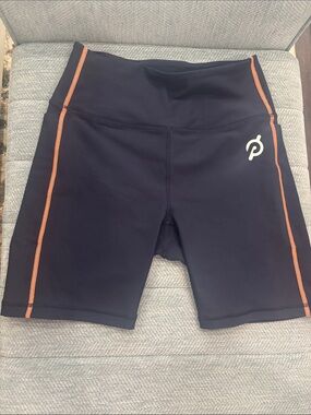 Peloton Navy Bike Shorts with Orange Side Piping
